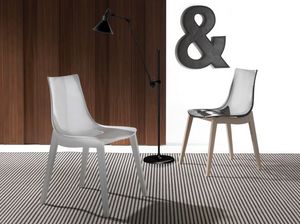 Art. 017 Orbital Wood, Chair with acrylic shell, beech wood legs