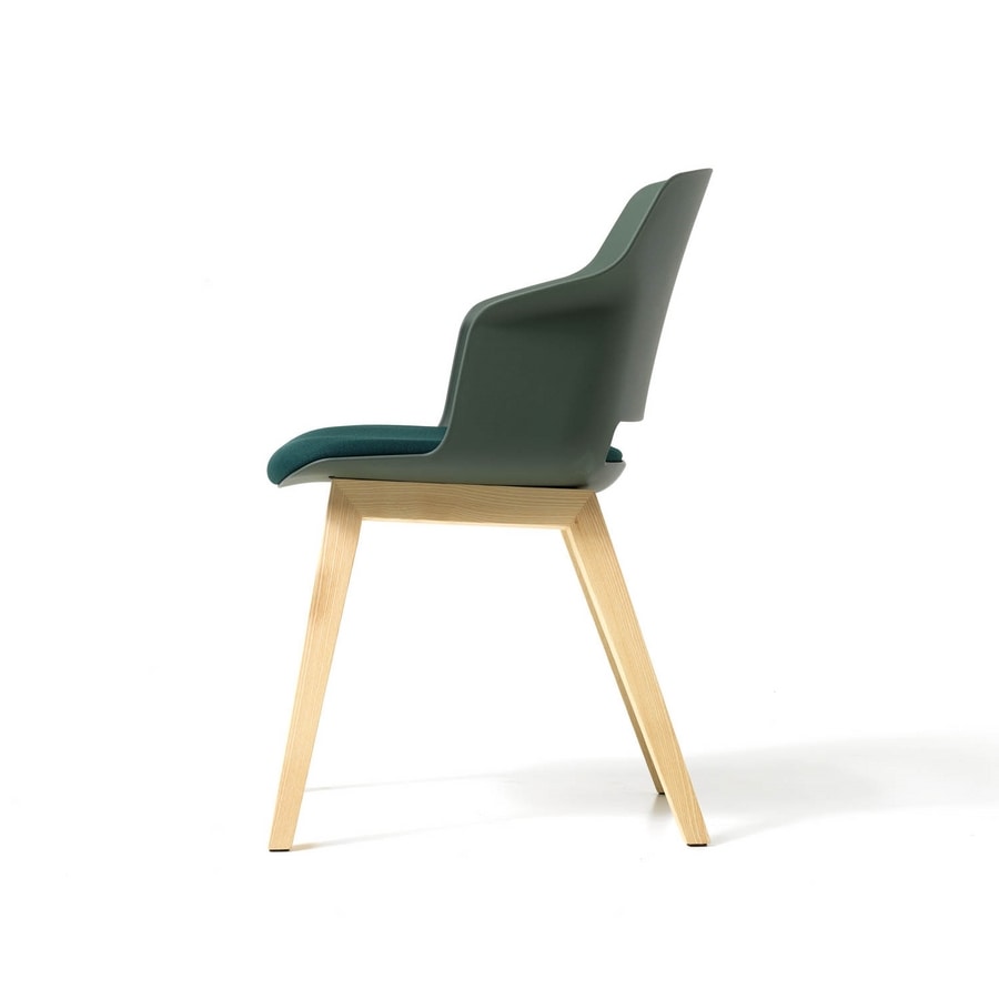 Clop 4 legs wood imb, Upholstered chair with wooden legs