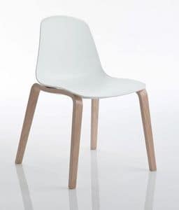 EPOCA EP2, Chair in wood with plastic shell for offices and home