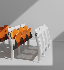 OMNIA, Multi-functional program of seating and writing tops, small footprint, for conference rooms and lecture halls