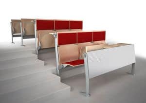 EVOLUTION, System of chairs and tables, with sound-absorbing panels, for classrooms and conference rooms