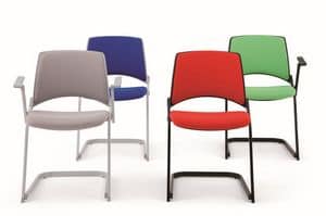 Opl sled base, Chair with sled base, can be equipped with armrests and writing tablet, for office and conference