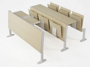 Platone, Wooden benches with folding seat, for university classrooms