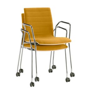 Q2 WIM, Stackable chair on castors, equipped with writing tablet