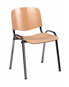 Stella wood 100, Chair for multipurpose rooms, stackable, wooden seat