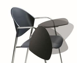 DELFI 085 TDX, Chair in metal frame, seat in polymer, with desk