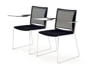 UF 177 T, Chair with padded seat and mesh back, with tablet