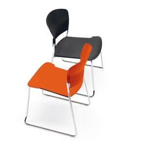 Cameo, Modern chair, copolymer seat, for offices and waiting areas