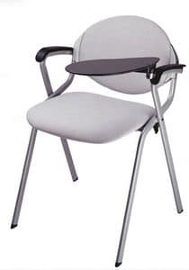 Ellisse, Chairs for conference rooms, with writing tablet and padded seat