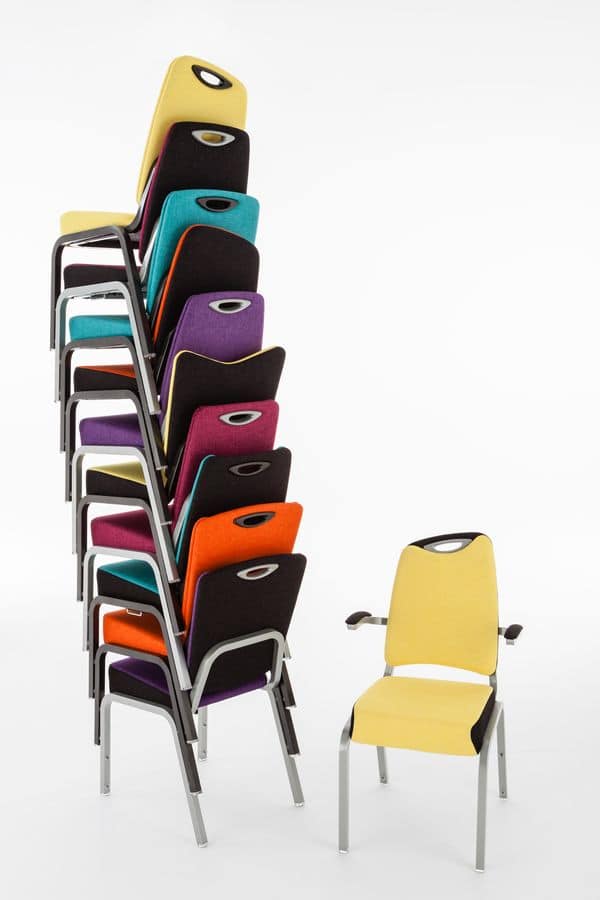 Inicio 09/2HA, Colorful chair for conference room, linkable and stackable