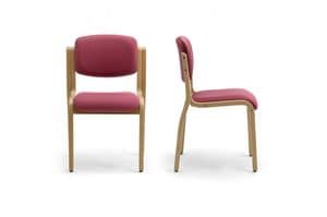 Kalos 3 169601, Padded chair in wood, for meeting and conference rooms