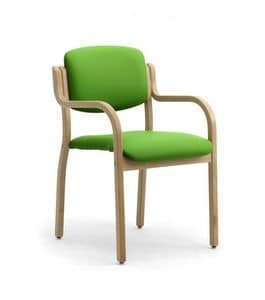 Kalos 3 169701, Padded armchair in wood, for congress halls