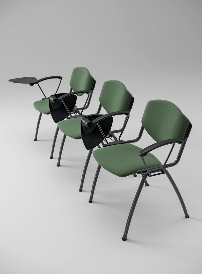 OMNIA CONTRACT, 4 legs chair for conferences, with writing tablet