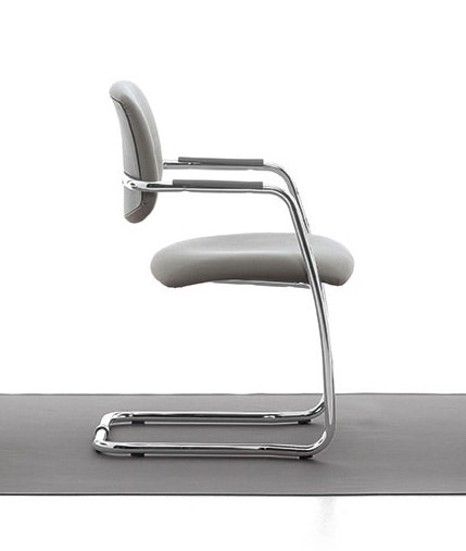 Samba 01, Sled chair in chrome metal for office and waiting rooms