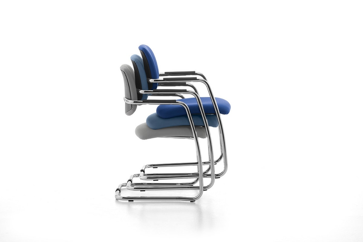 Samba 01, Sled chair in chrome metal for office and waiting rooms