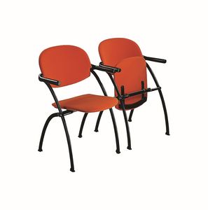 Aura linking chair, Attachable metal chair with folding seat