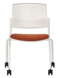 NESTING DELFIBRIO 063 R, Metal chair with upholstered seat with wheels