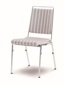 Evosa Congress 08/5, Stackable chair in chromed steel, fireproof seat, anatomic back, for conference rooms