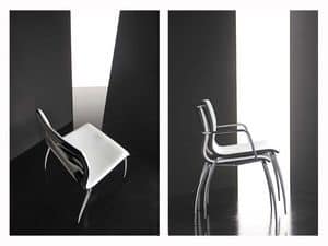 Miss 4 legs, Chair with plywood shell coated, chrome legs