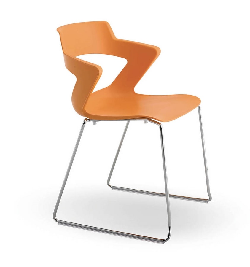 UF 168 / T, Stackable chair with sled base and PVC shell