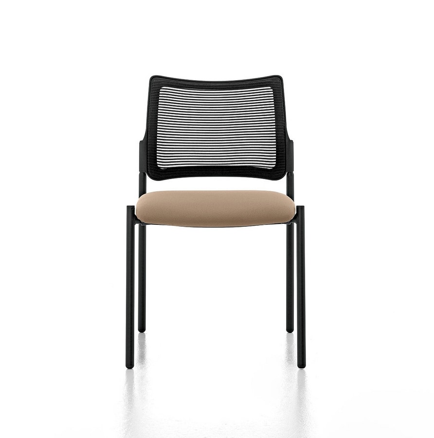 Urban Air 01, Upholstered chair, with net back, for conference