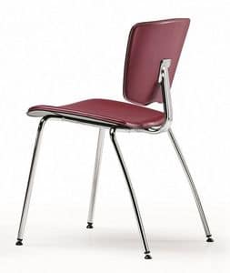 VEKTATOP 120, Stackable metal chair, seat covered in leather