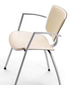 VEKTATOP 121, Metal chair with armrests, leather covering