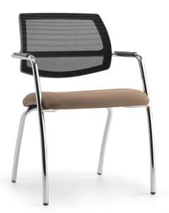 Air One Soft 04, Modern chair with mesh backrest, for conventions