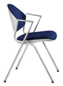 NESTING DELFI 089 S, Stackable metal chair with padded seat