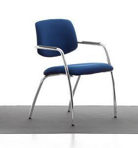 Samba 02, Chromed metal chair, upholstered seat and back, for office