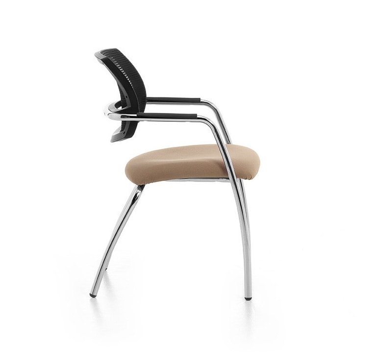 Samba Air 02, Chair with 4 legs in chromed metal, mesh back