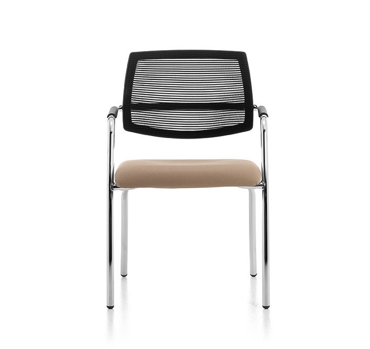 Samba Air 02, Chair with 4 legs in chromed metal, mesh back