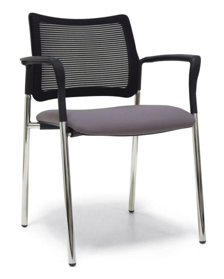 Urban Air 02, Upholstered chair with mesh backrest and armrests