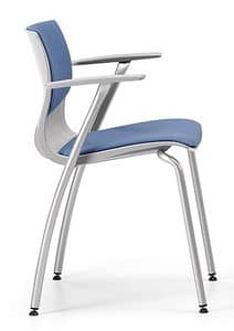 WEBBY 338 S, Padded metal chair with armrests, for conferences