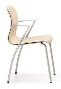 WEBTOP 384, Metal chair with leather upholstered seat