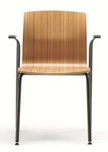 WEBWOOD 358, Stackable metal chair with shell in beech plywood