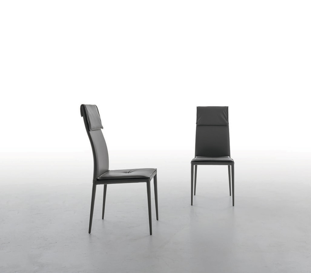 ADRIA, Chair upholstered, also totally, in leather
