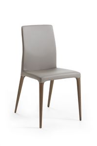 Alice, Elegant chair in Canaletto walnut, upholstered in leather