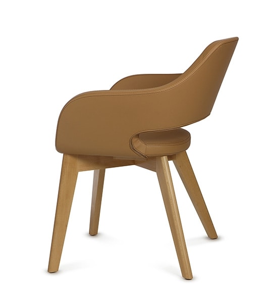 NUBIA 2208, Leather chair with wooden legs
