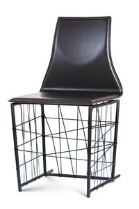Tessa Lace, Metal chair, with flared leather backrest