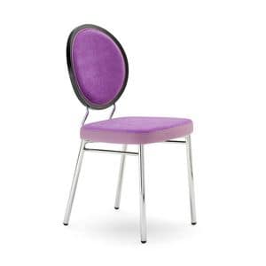 1550, Upholstered chair in metal, round back, for Restaurant