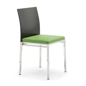 1571, Comfortable chair in metal, upholstered seat, for Restaurants