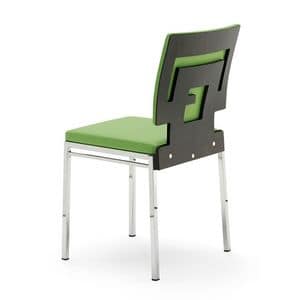 1580, Modern chair in metal and wood, for contract environments