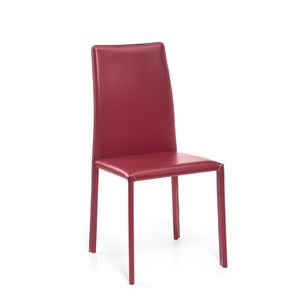 Agata high, Modern chair with high back, covered with leather