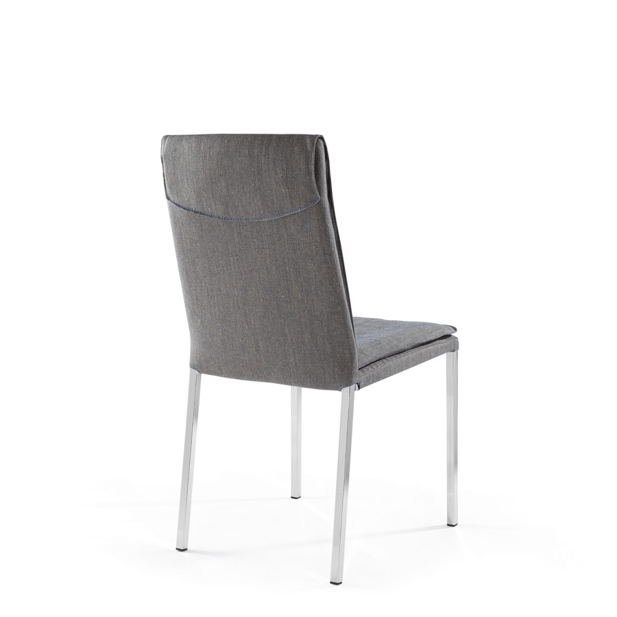 Ariel, Metal chair with upholstered seat and back