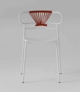 ART. 0047-MET-CROSS-PU GENOA, Metal chair, with back decorated with rope