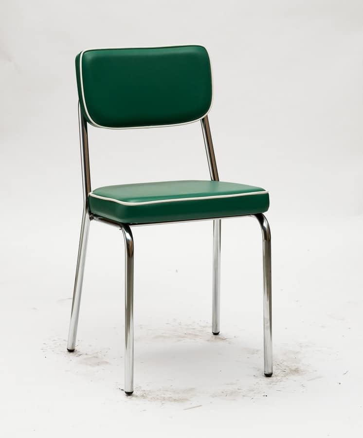 Art. 049 Hollywood, Padded chair for bar and restaurants, with retro lines