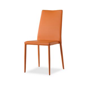 Bess, Upholstered metal chair, with an essential design