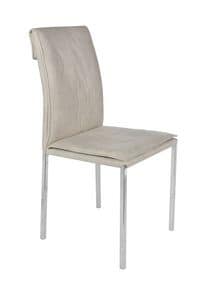 Borso top cromo, Chair with chromed metal legs and padded seat ideal for home