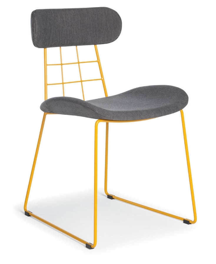 Chloe, Modern chair in metal, upholstered